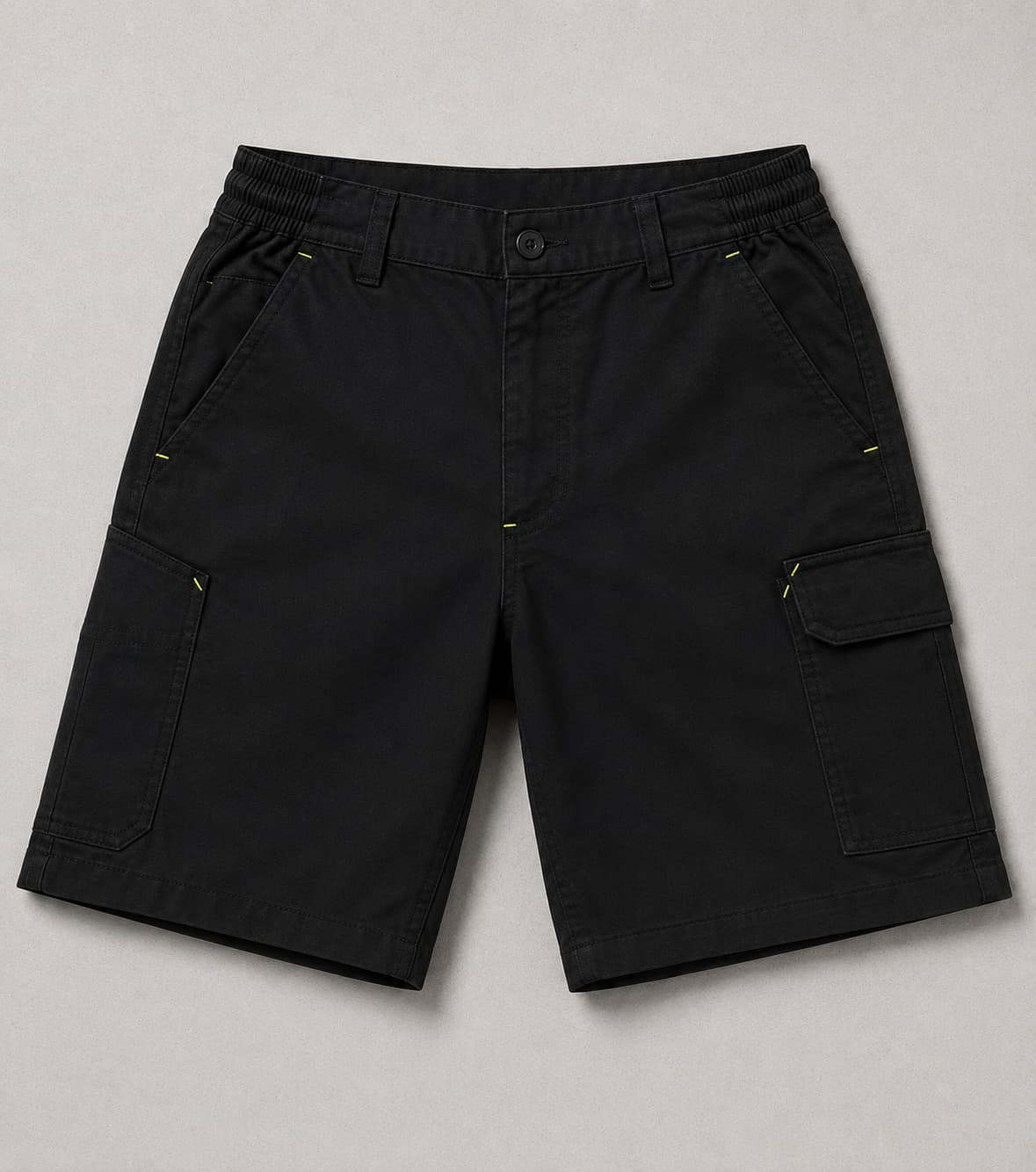 Black ripstop service short with cargo pockets and reinforced utility seams